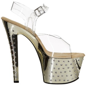 Oro 18 cm Pleaser STARDUST-708 Tacchi Alti Cromo Plateau