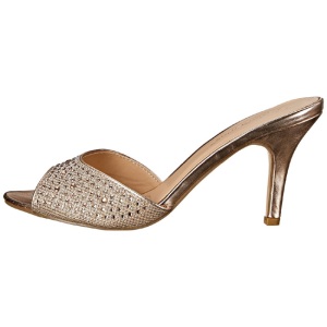 Oro 8,5 cm LUCY-01 scintillare basso ciabatta donna con tacco