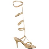 Oro 8 cm ROMAN-10 piatti sandali al ginocchio gladiatore da donna