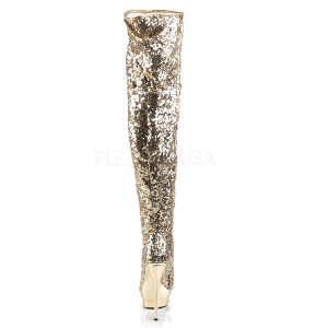 Oro Lustrini 15 cm PLEASER BLONDIE-R-3011 Stivali Overknee Plateau