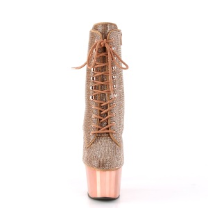 Oro Rosa strass stivaletti pleaser con plateau e tacco 18 cm ADORE-1020CHRS