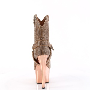 Oro Rosa strass stivaletti texani e cowboy plateau tacco 18 cm ADORE-1029CHRS