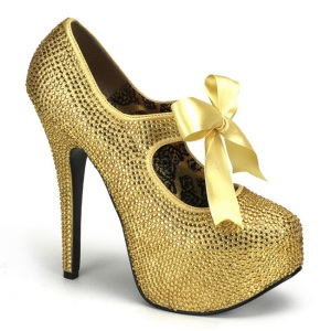 Oro Strass Cristallo 14,5 cm Burlesque TEEZE-04R Plateau Scarpe Dcollet