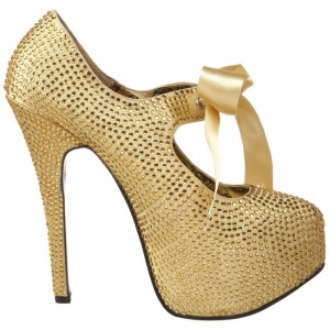 Oro Strass Cristallo 14,5 cm Burlesque TEEZE-04R Plateau Scarpe Dcollet