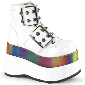 Patent 11,5 cm BEAR-104 demonia ankle boots platform white