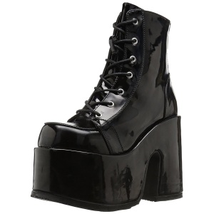 Patent 13 cm CAMEL-203 chunky demonia ankle boots platform