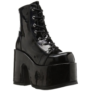 Patent 13 cm CAMEL-203 chunky demonia ankle boots platform