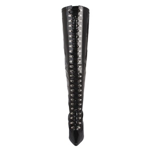 Patent 13 cm DOMINA thigh high stretch overknee boots with wide calf