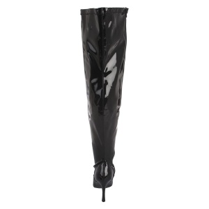 Patent 13 cm DOMINA thigh high stretch overknee boots with wide calf