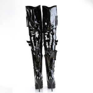 Patent 13 cm SEDUCE-3019 thigh high boots for mens and drag queens in black