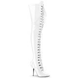 Patent 13 cm SEDUCE-3024 White high heeled mens thigh high boots