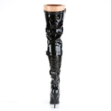 Patent 13 cm SEDUCE-3028 Black overknee boots with laces