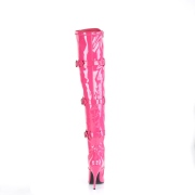 Patent 13 cm SEDUCE-3028 Fuchsia overknee boots with laces