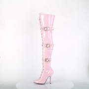 Patent 13 cm SEDUCE-3028 Rosa overknee boots with laces