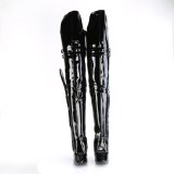 Patent 13 cm SEDUCE-3080 thigh high boots for mens and drag queens in black