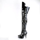Patent 13 cm SEDUCE-3080 thigh high boots for mens and drag queens in black