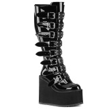 Patent 14 cm demonia stretch platform boots with wide calf