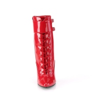 Patent 15 cm DOMINA-1023 Red ankle boots high heels