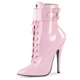 Patent 15 cm DOMINA-1023 Rosa ankle boots high heels