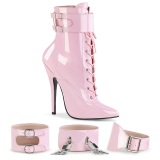 Patent 15 cm DOMINA-1023 Rosa ankle boots high heels