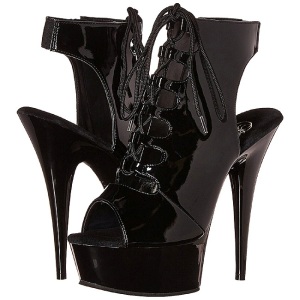 Patent 16 cm Pleaser DELIGHT-600-20 Platform Ankle Calf Boots