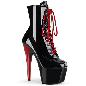 Patent 18 cm ADORE-1020 pleaser ankle boots with red heels