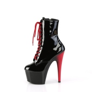 Patent 18 cm ADORE-1020 pleaser ankle boots with red heels