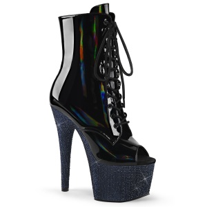 Patent 18 cm BEJ-1021-7 Exotic platform peep toe ankle boots black