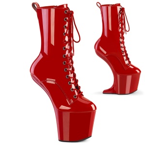 Patent 20 cm CRAZE-1040 Heelless platform pony ankle boots red