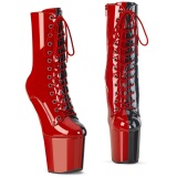 Patent 20 cm CRAZE-1040TT Heelless platform pony ankle boots red