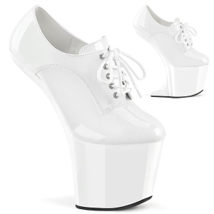 Patent 20 cm CRAZE-860 Heelless platform pony booties white