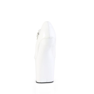 Patent 20 cm CRAZE-880 Heelless platform pony pumps white