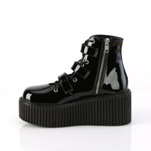 Patent 7,5 cm CREEPER-260 creepers boots women - rockabilly boots with buckle