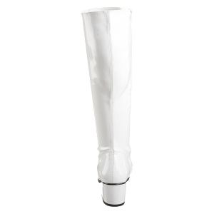 Patent lace up boots white 5 cm - 70s years style hippie disco gogo kneeboots