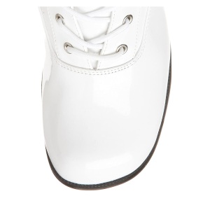 Patent lace up boots white 5 cm - 70s years style hippie disco gogo kneeboots