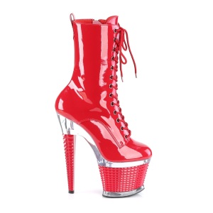 Patent platform 18 cm SPECTATOR-1040 lace up ankle booties in red