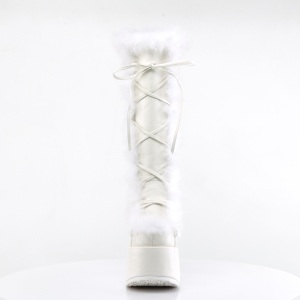 Pelliccia bianche tacco spesso 13 cm CAMEL-311 stivali con tacco chunky