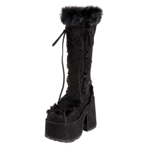 Pelliccia neri tacco spesso 13 cm CAMEL-311 stivali con tacco chunky