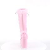 Pelliccia sintetica tacco spesso 13 cm plateau stivali con tacco chunky donna rosa
