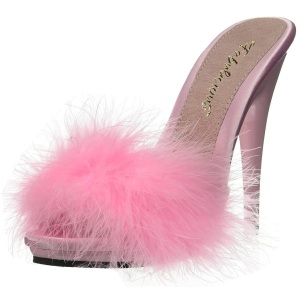 Pink 13 cm POISE-501F piume di marabu Mules Scarpe
