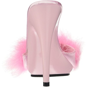 Pink 13 cm POISE-501F piume di marabu Mules Scarpe