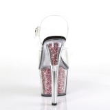 Pink 18 cm ADORE-708CG glitter platform high heels shoes