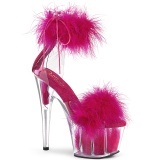 Pink 18 cm ADORE-724F exotic pole dance high heel sandals with feathers