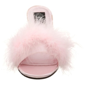 Pink 8 cm AMOUR-03 piume di marabu Mules Scarpe