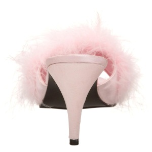 Pink 8 cm AMOUR-03 piume di marabu Mules Scarpe