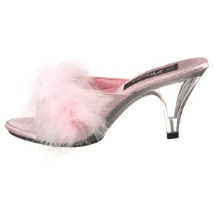 Pink 8 cm BELLE-301F piume di marabu Mules Scarpe