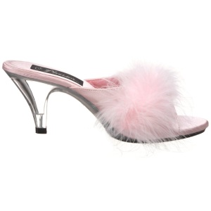 Pink 8 cm BELLE-301F piume di marabu Mules Scarpe