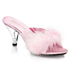 Pink 8 cm BELLE-301F piume di marabu Mules Scarpe