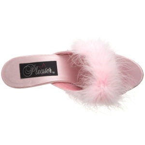 Pink 8 cm BELLE-301F piume di marabu Mules Scarpe