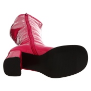 Pink boots block heel 7,5 cm - 70s years style hippie disco gogo under kneeboots patent leather